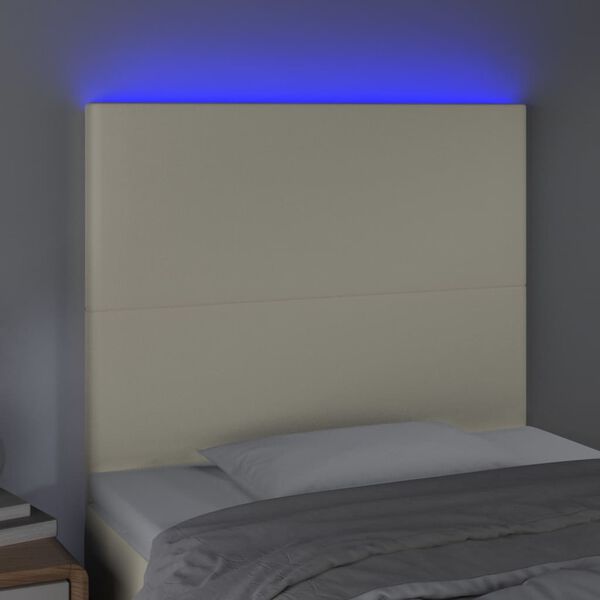 vidaXL kr&eacute;msz&iacute;nű műbőr LED-es fejt&aacute;mla 80x5x118/128 cm