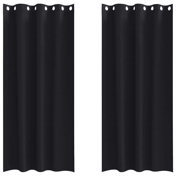 vidaXL Fekete F&uuml;gg&ouml;ny Gyűrűkkel 2 pcs Fekete 260 x 140 cm Poli&eacute;szter