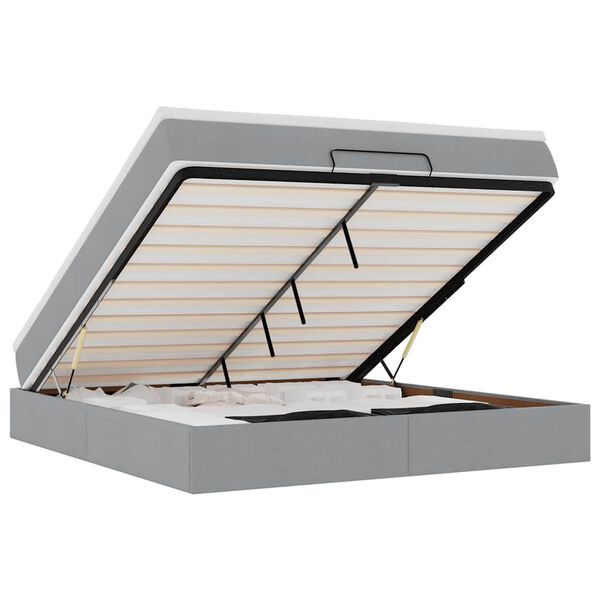 vidaXL Ottomán ágykeret matraccal világosszürke 180x200cm szövet