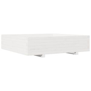 vidaXL feh&eacute;r t&ouml;m&ouml;r fenyőfa kerti vir&aacute;gl&aacute;da 100 x 100 x 26,5 cm