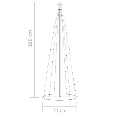 vidaXL kúp alakú karácsonyfa 100 meleg fehér LED-del 70 x 180 cm
