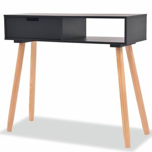 vidaXL fekete, t&ouml;m&ouml;r fenyőfa t&aacute;lal&oacute;asztal 80 x 30 x 72 cm