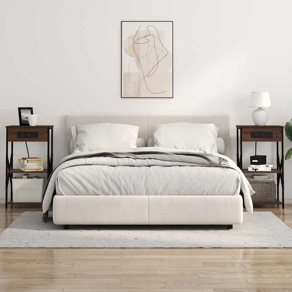 vidaXL &Eacute;jjeliszekr&eacute;ny 2 pcs Barna T&ouml;lgy 41 x 31 x 76 cm Faanyag