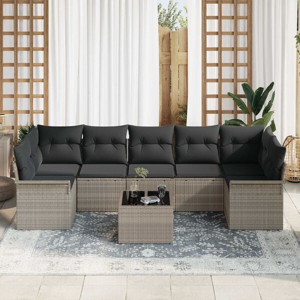 vidaXL Kerti Kanapé Szett párnával 8 pcs Világosszürke és Sötétszürke