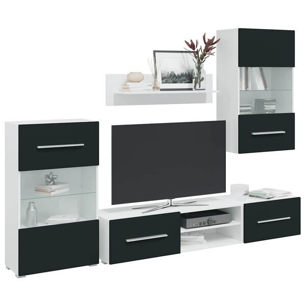 vidaXL 5 darabos TV szekr&eacute;ny LED vil&aacute;g&iacute;t&aacute;ssal matt indig&oacute; sz&iacute;nű, műfa