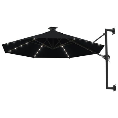 vidaXL fekete fali napernyő LED-ekkel és fémrúddal 300 cm
