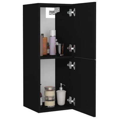 vidaXL fekete forgácslap fürdőszobaszekrény 30 x 30 x 80 cm