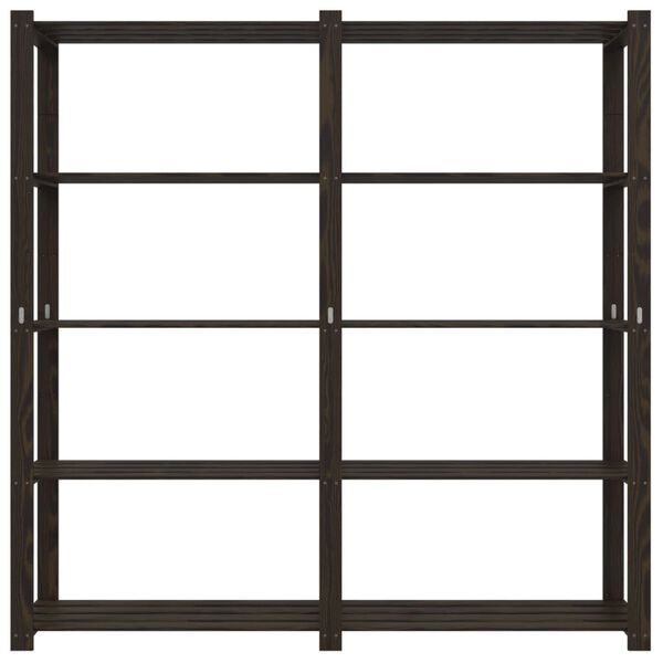 vidaXL 5 szintes fekete tömör fenyőfa tárolóállvány 170 x 38 x 170 cm