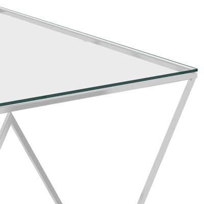 vidaXL ezüstszínű üveg és rozsdamentes acél dohányzóasztal 55x55x55 cm