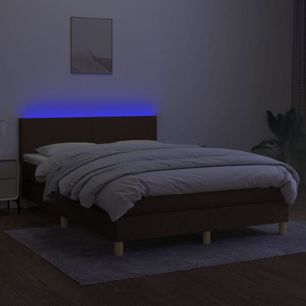 vidaXL barna sz&ouml;vet rug&oacute;s &eacute;s LED-es &aacute;gy matraccal 140x190 cm