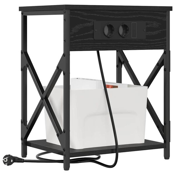 vidaXL &Eacute;jjeliszekr&eacute;ny 2 pcs Fekete t&ouml;lgy 41 x 31 x 51 cm Faanyag