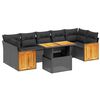 vidaXL 8 r&eacute;szes fekete polyrattan kerti &uuml;lőgarnit&uacute;ra p&aacute;rn&aacute;kkal