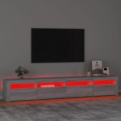 vidaXL szürke sonoma színű TV-szekrény LED-lámpákkal 240x35x40 cm