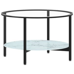 vidaXL fekete-feh&eacute;r m&aacute;rv&aacute;ny edzett &uuml;veg doh&aacute;nyz&oacute;asztal 70 cm