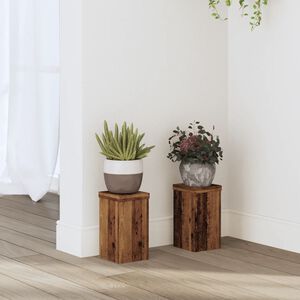 vidaXL 2 db antik fa sz&iacute;nű szerelt fa n&ouml;v&eacute;nytart&oacute; &aacute;llv&aacute;ny 10x10x18 cm