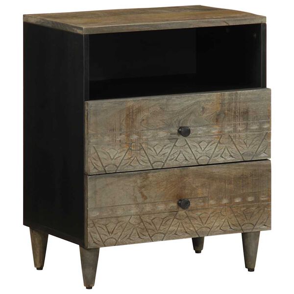 vidaXL világosszürke tömör mangófa éjjeliszekrény 50x33x60 cm