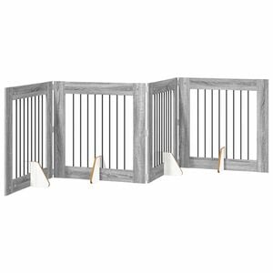 vidaXL &Ouml;sszecsukhat&oacute; kutyaker&iacute;t&eacute;s &aacute;llv&aacute;nyokkal 4 pcs Sz&uuml;rke Sonoma