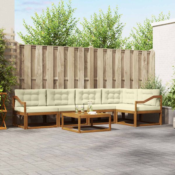 vidaXL K&uuml;lt&eacute;ri kanap&eacute; szett p&aacute;rn&aacute;val 6 pcs Term&eacute;szetes &eacute;s kr&eacute;msz&iacute;nű