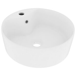 vidaXL matt feh&eacute;r luxus ker&aacute;mia mosd&oacute;kagyl&oacute; t&uacute;lfoly&oacute;val 36 x 13 cm