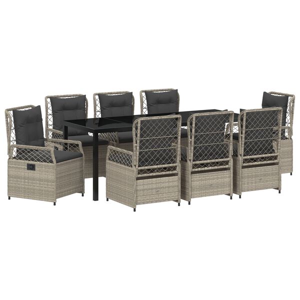 vidaXL Kert &eacute;tkező szett 9 pcs Vil&aacute;gossz&uuml;rke polirattan