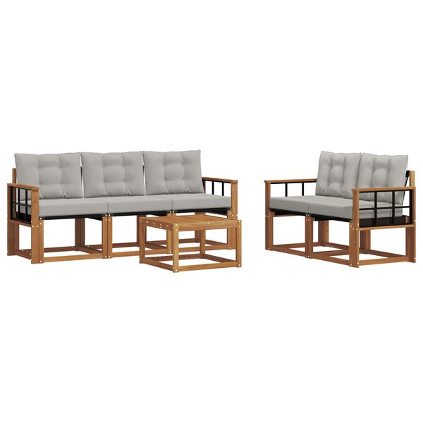 vidaXL K&uuml;lt&eacute;ri kanap&eacute; szett 6 pcs Term&eacute;szetes &eacute;s Vil&aacute;gossz&uuml;rke