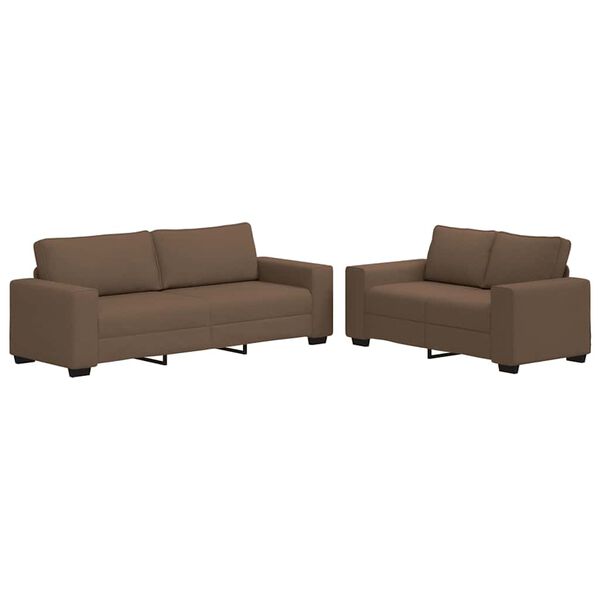 vidaXL 2 r&eacute;szes barna sz&ouml;vet &uuml;lőgarnit&uacute;ra p&aacute;rn&aacute;kkal