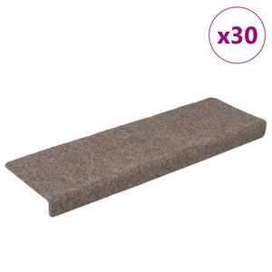 vidaXL &ouml;ntapad&oacute;s l&eacute;pcsőszőnyegek 30 db 65 x 21 x 4 cm b&eacute;zs t&eacute;glalap alak&uacute; sz&eacute;llel