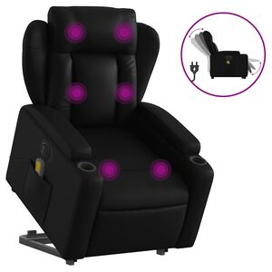 vidaXL elektromos fekete műbőr fel&aacute;ll&aacute;st seg&iacute;tő d&ouml;nthető massz&aacute;zsfotel