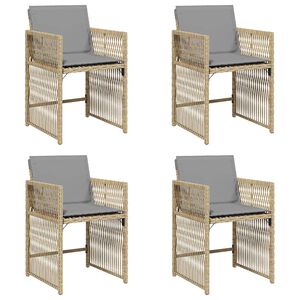 vidaXL 4 db vegyes b&eacute;zs polyrattan kerti sz&eacute;k p&aacute;rn&aacute;val