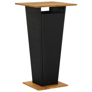 vidaXL fekete polyrattan &eacute;s t&ouml;m&ouml;r ak&aacute;cfa b&aacute;rasztal 60 x 60 x 110 cm