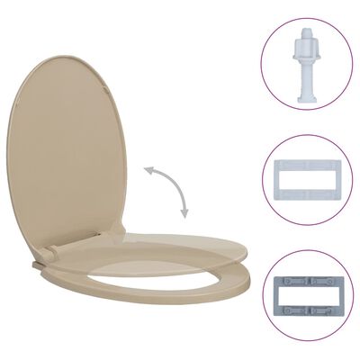 vidaXL bézs ovális WC-ülőke lassan csukódó fedéllel