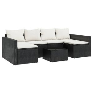 vidaXL 2 r&eacute;szes fekete polyrattan kerti &uuml;lőgarnit&uacute;ra p&aacute;rn&aacute;kkal