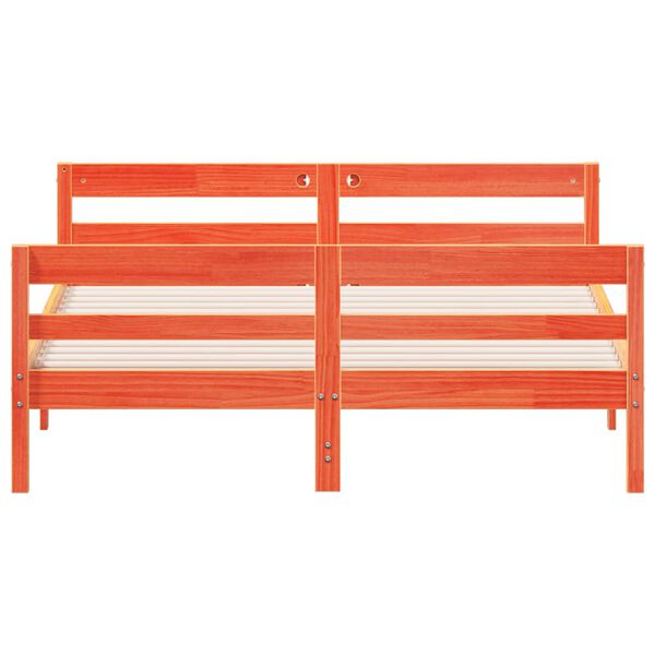 vidaXL viaszbarna t&ouml;m&ouml;r fenyőfa &aacute;gy matrac n&eacute;lk&uuml;l 140 x 200 cm