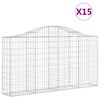 vidaXL 15 db íves horganyzott vas gabion kosár 200x30x100/120 cm