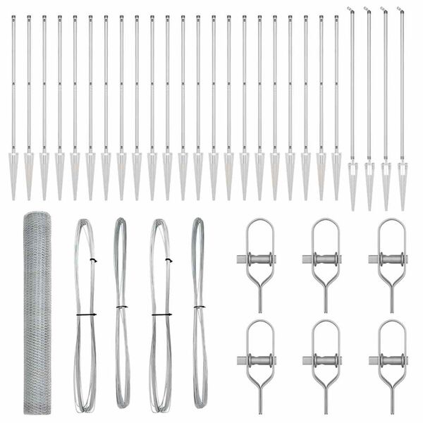 vidaXL Ker&iacute;t&eacute;s oszlopokkal Ez&uuml;st 1.2 x 50 m PVC-bevonatos ac&eacute;l