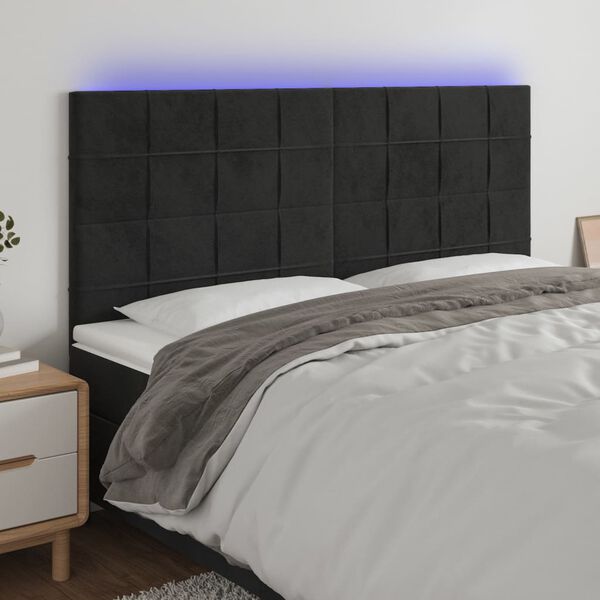 vidaXL fekete b&aacute;rsony LED-es fejt&aacute;mla 200x5x118/128 cm
