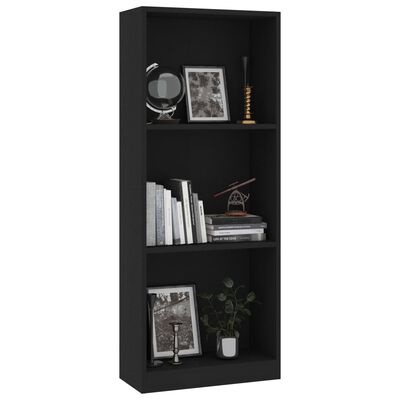 vidaXL 3-szintes fekete forgácslap könyvszekrény 40 x 24 x 108 cm