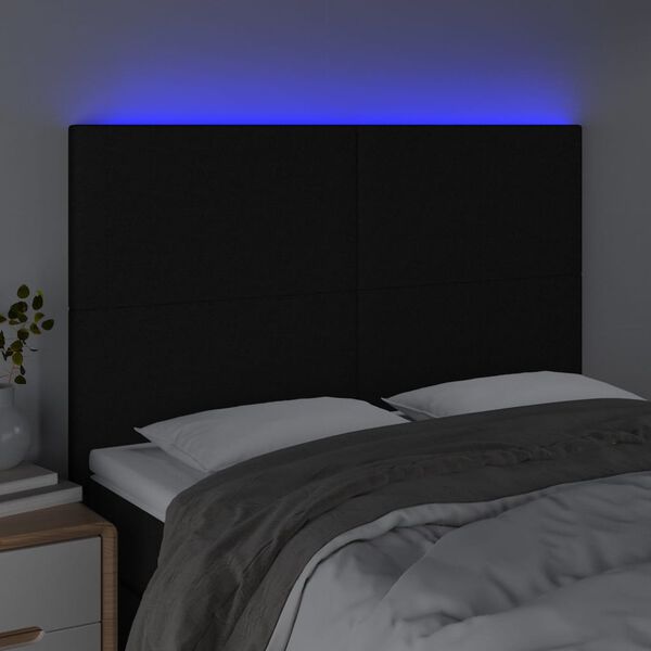 vidaXL fekete sz&ouml;vet LED-es fejt&aacute;mla 144x5x118/128 cm