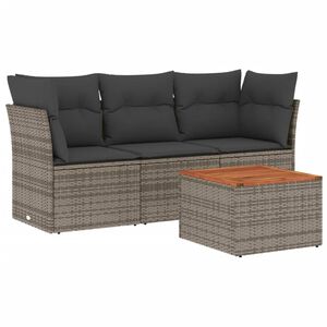 vidaXL 4 r&eacute;szes sz&uuml;rke polyrattan kerti &uuml;lőgarnit&uacute;ra p&aacute;rn&aacute;kkal