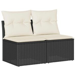 vidaXL 2 r&eacute;szes fekete polyrattan ak&aacute;cfa kerti &uuml;lőgarnit&uacute;ra p&aacute;rn&aacute;val