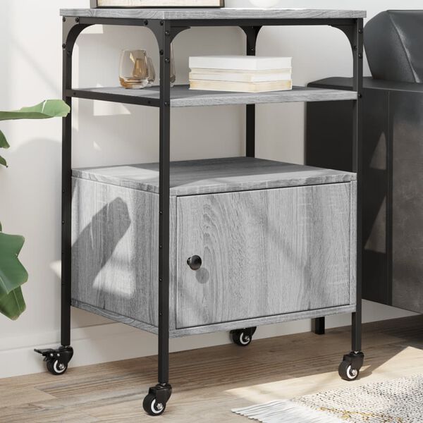 vidaXL 3 szintes sz&uuml;rke sonoma sz&iacute;nű nyomtat&oacute;&aacute;llv&aacute;ny 50 x 40 x 76 cm