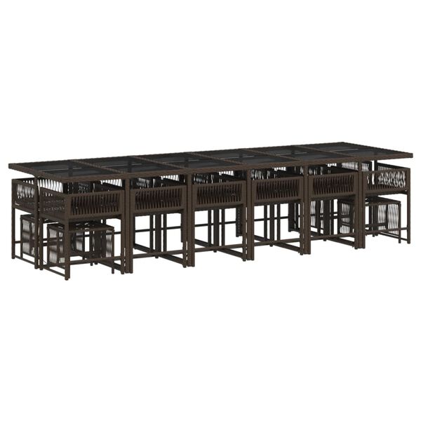 vidaXL 17 r&eacute;szes barna polyrattan kerti &eacute;tkezőgarnit&uacute;ra p&aacute;rn&aacute;kkal