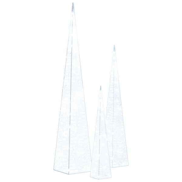 vidaXL hideg feh&eacute;r f&eacute;nyű LED-es akril d&iacute;szf&eacute;nyk&uacute;pszett 30/45/60 cm