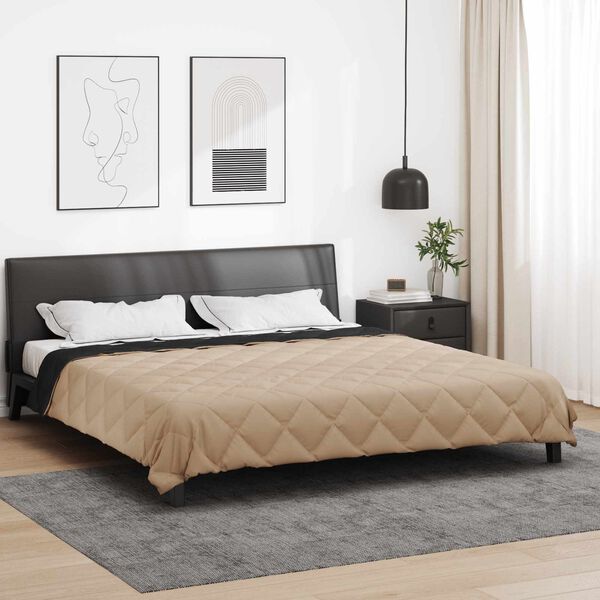 vidaXL Ny&aacute;ri Takarm&aacute;ny Fekete &eacute;s Taupe 220 x 260 cm Mikrosz&aacute;l