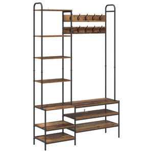 vidaXL Kab&aacute;t&aacute;llv&aacute;ny cipőpaddal Antik Fa 120,5 x 34 x 190 cm Szerelt Fa