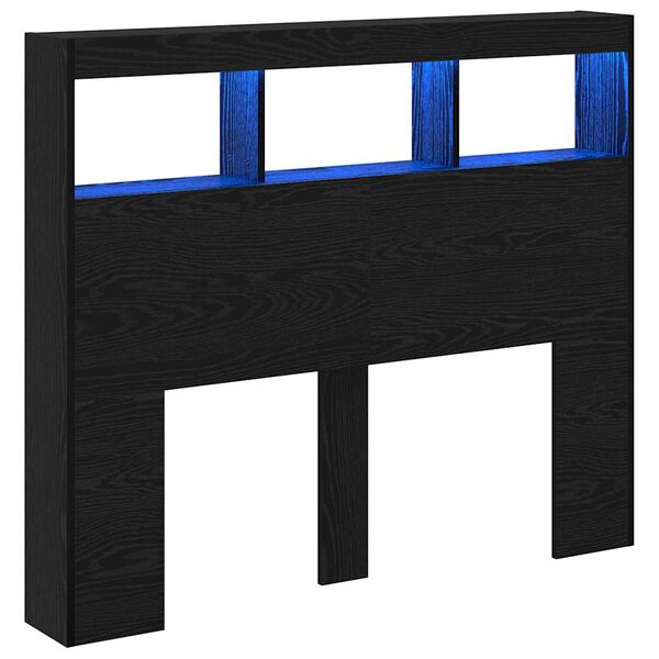 vidaXL Fejt&aacute;mla polcokkal Fekete t&ouml;lgy 120 x 17 x 102 cm Faanyag