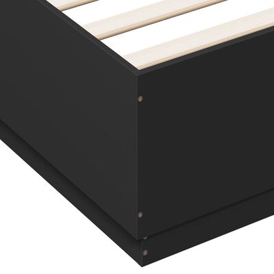 vidaXL fekete szerelt fa ágykeret LED-világítással 140 x 200 cm