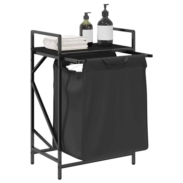 vidaXL fekete t&ouml;lgyfa mosodai kos&aacute;r 1 rekeszes polccal