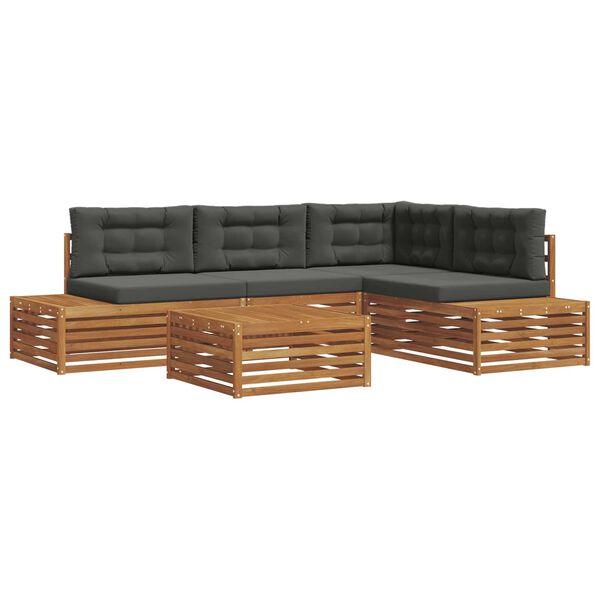 vidaXL K&uuml;lt&eacute;ri kanap&eacute; szett p&aacute;rn&aacute;val 5 Darab Term&eacute;szetes &eacute;s antracit