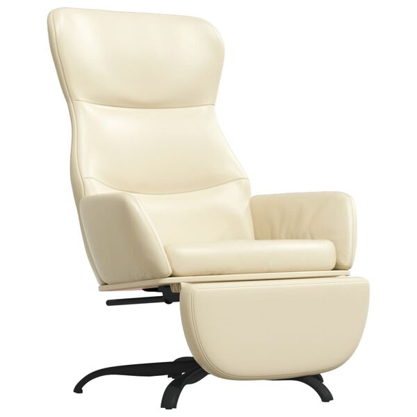 vidaXL kr&eacute;msz&iacute;nű műbőr pihenőfotel l&aacute;btart&oacute;val